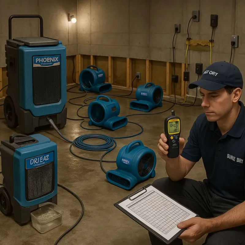 Structural Drying and Dehumidification process in Oxford, CT